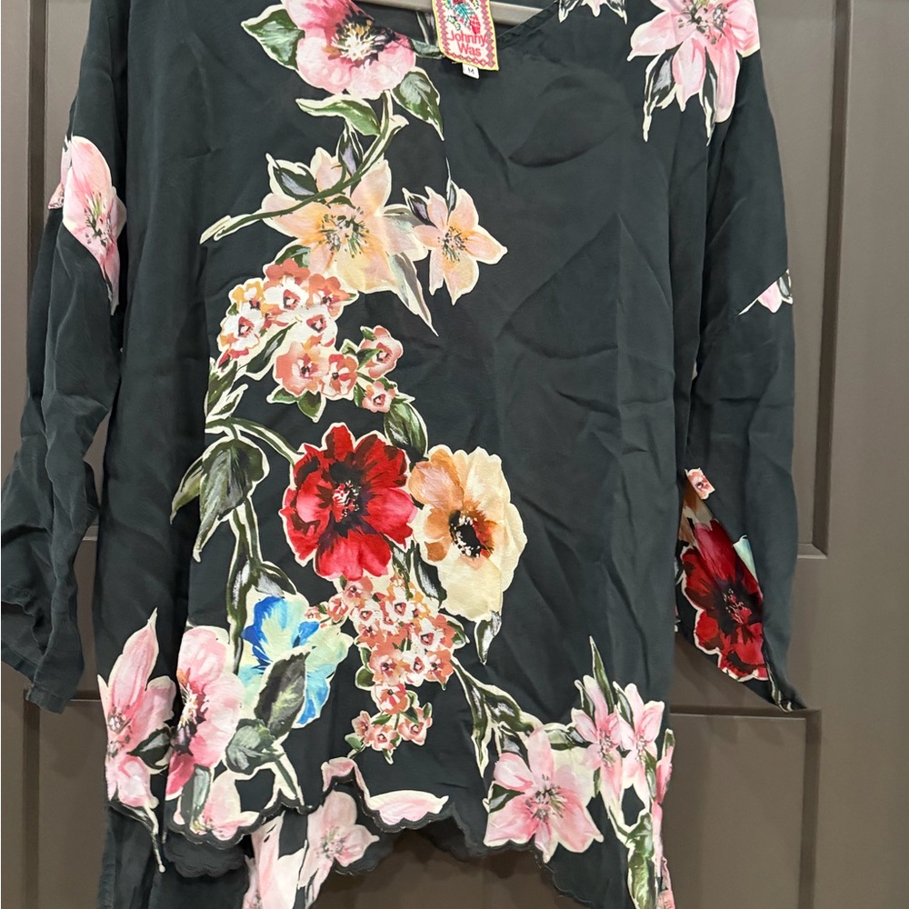 Johnny Was Black Floral Blouse - Size M